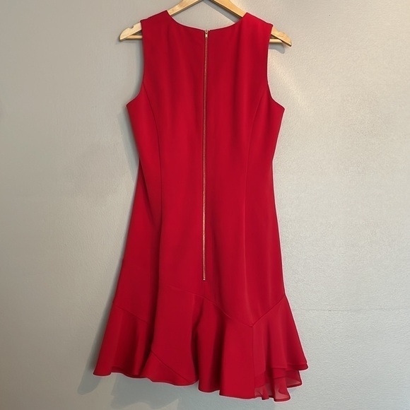Sam Edelman Asymmetrical Sleeveless Red Dress Sz12 Knee Length Women Party EUC - Picture 5 of 10